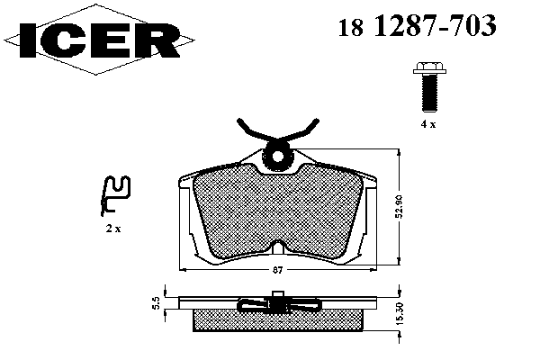 Комплект тормозных колодок, дисковый тормоз 181287-703