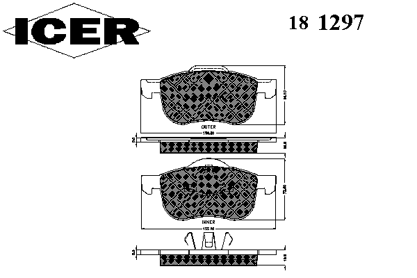 Комплект тормозных колодок, дисковый тормоз 181297