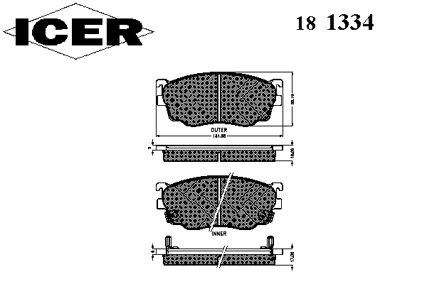 Комплект тормозных колодок, дисковый тормоз 181334