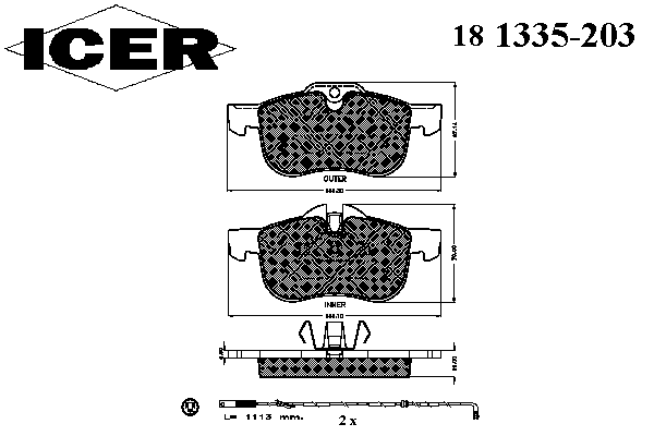 Комплект тормозных колодок, дисковый тормоз 181335-203