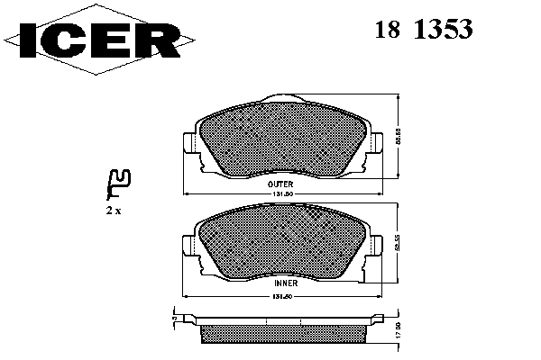 Kit de plaquettes de frein, frein à disque 181353