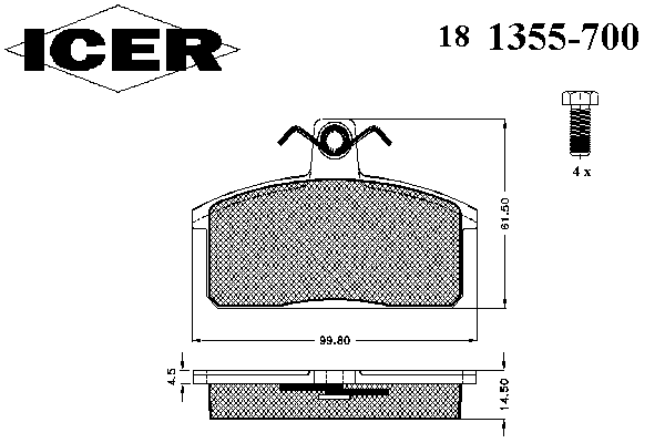 Комплект тормозных колодок, дисковый тормоз 181355-700
