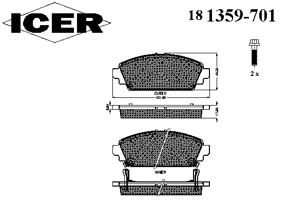 Kit de plaquettes de frein, frein à disque 181359-701