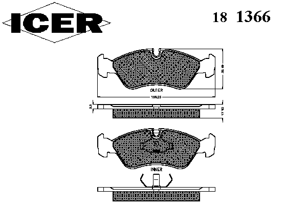 Комплект тормозных колодок, дисковый тормоз 181366