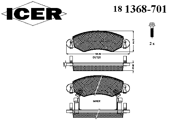 Комплект тормозных колодок, дисковый тормоз 181368-701