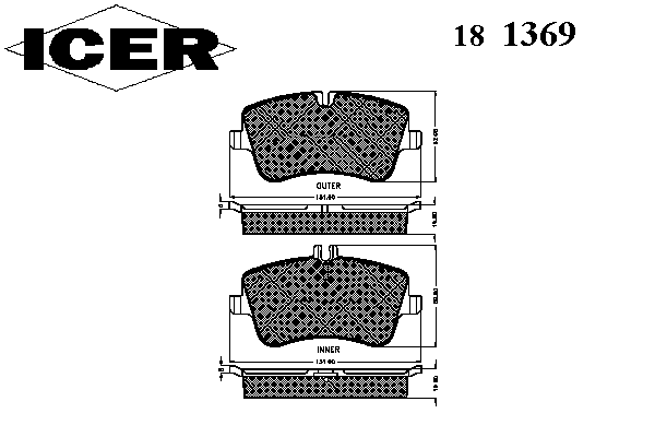 Комплект тормозных колодок, дисковый тормоз 181369