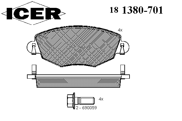 Комплект тормозных колодок, дисковый тормоз 181380-701