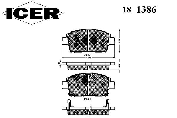 Комплект тормозных колодок, дисковый тормоз 181386