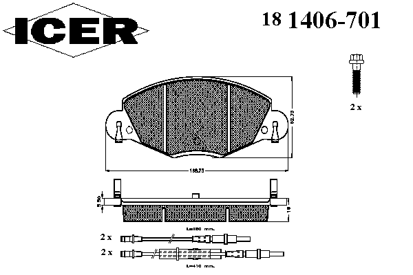Kit de plaquettes de frein, frein à disque 181406-701