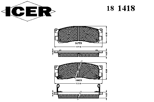Комплект тормозных колодок, дисковый тормоз 181418