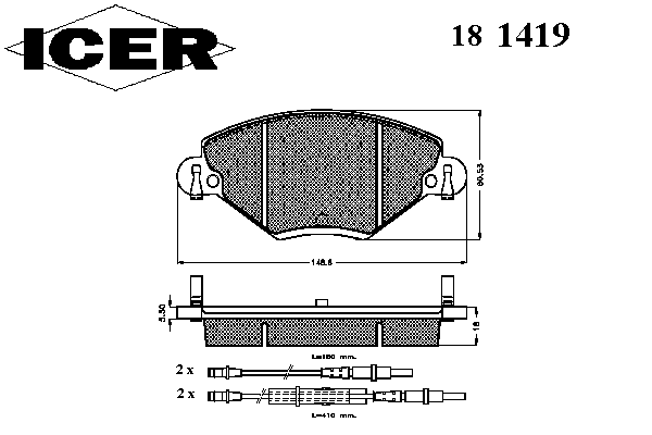 Kit de plaquettes de frein, frein à disque 181419