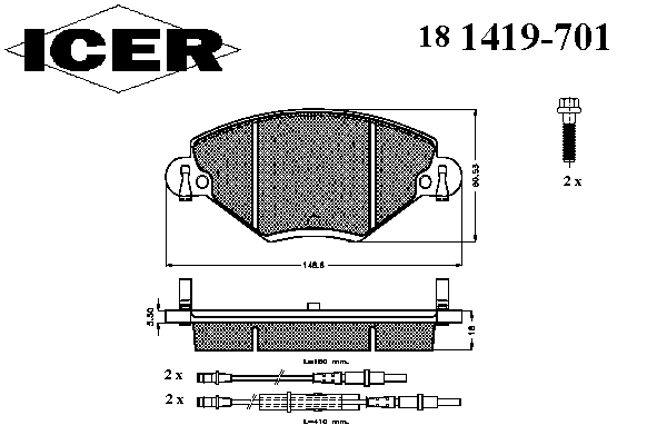 Kit de plaquettes de frein, frein à disque 181419-701