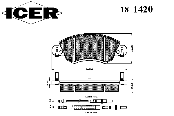 Комплект тормозных колодок, дисковый тормоз 181420