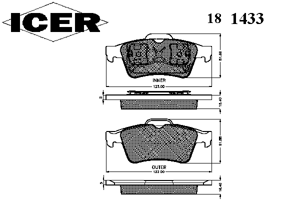 Комплект тормозных колодок, дисковый тормоз 181433