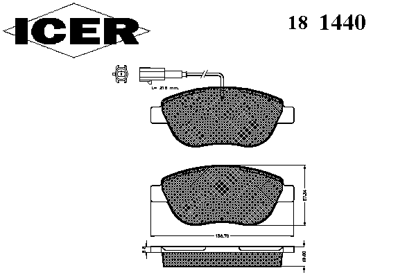 Комплект тормозных колодок, дисковый тормоз 181440