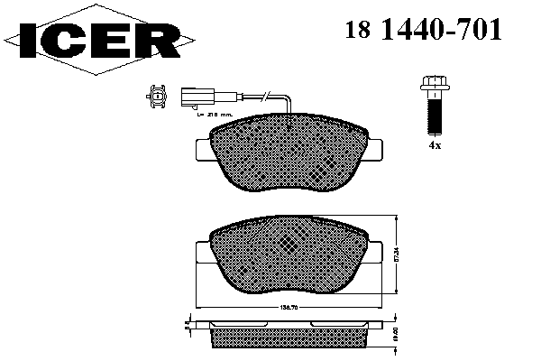Kit de plaquettes de frein, frein à disque 181440-701
