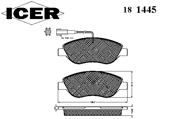 Комплект тормозных колодок, дисковый тормоз 181445