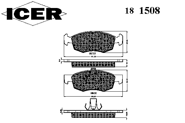 Комплект тормозных колодок, дисковый тормоз 181508