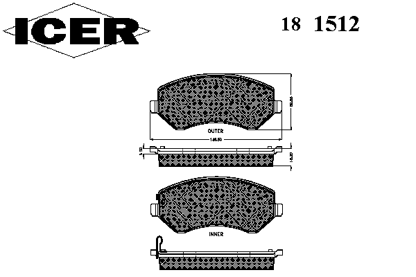 Комплект тормозных колодок, дисковый тормоз 181512