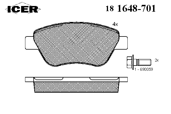 Комплект тормозных колодок, дисковый тормоз 181648-701