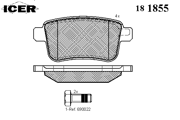 Комплект тормозных колодок, дисковый тормоз 181855