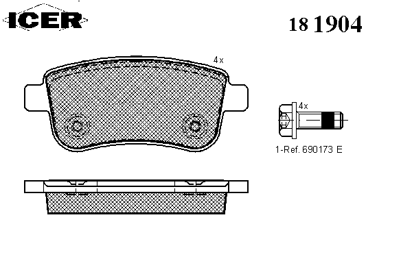 Комплект тормозных колодок, дисковый тормоз 181904