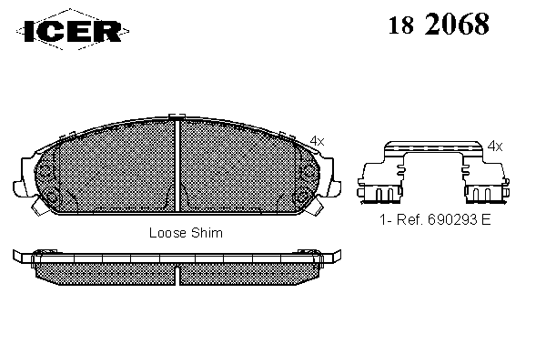 Комплект тормозных колодок, дисковый тормоз 182068