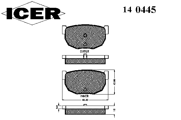 Комплект тормозных колодок, дисковый тормоз 140445