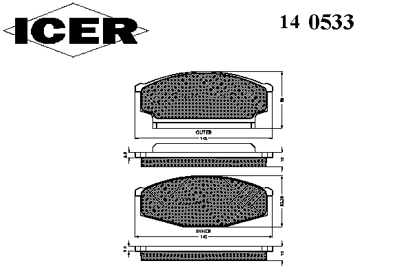 Комплект тормозных колодок, дисковый тормоз 140533