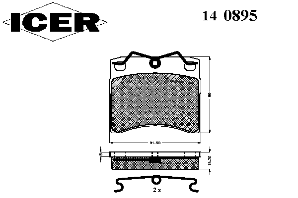 Комплект тормозных колодок, дисковый тормоз 140895