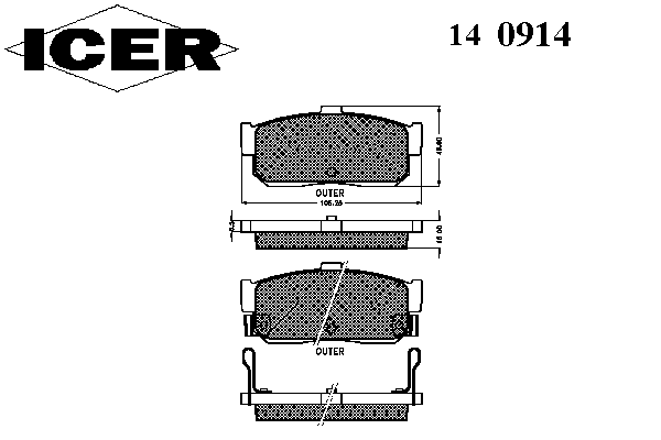 Комплект тормозных колодок, дисковый тормоз 140914