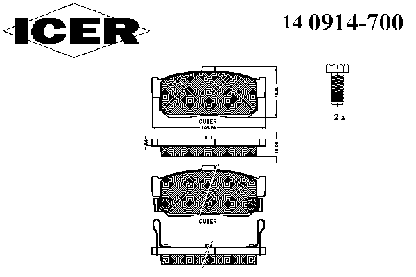 Комплект тормозных колодок, дисковый тормоз 140914-700