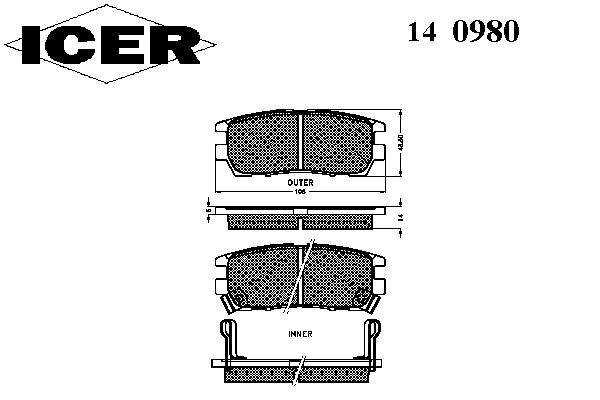 Комплект тормозных колодок, дисковый тормоз 140980
