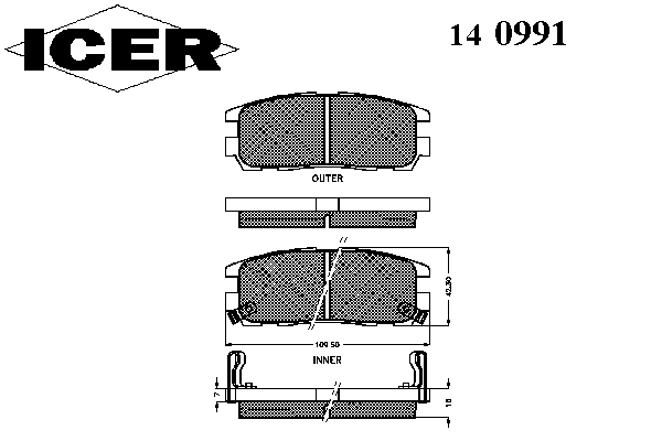 Kit de plaquettes de frein, frein à disque 140991