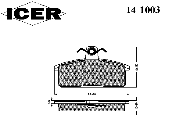 Kit de plaquettes de frein, frein à disque 141003