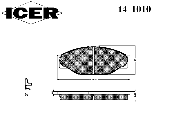 Комплект тормозных колодок, дисковый тормоз 141010