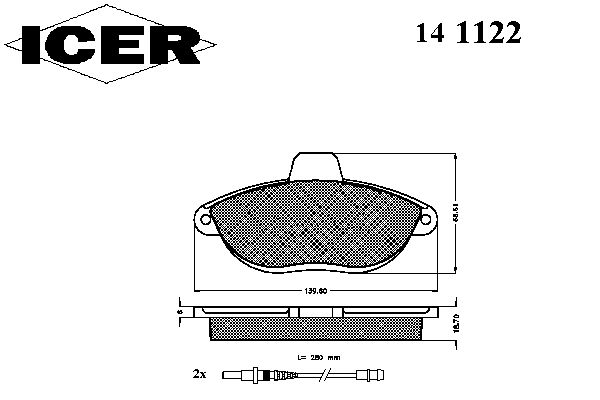 Kit de plaquettes de frein, frein à disque 141122
