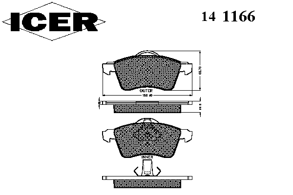 Комплект тормозных колодок, дисковый тормоз 141166