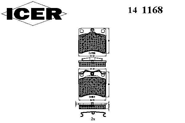 Комплект тормозных колодок, дисковый тормоз 141168