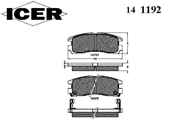 Комплект тормозных колодок, дисковый тормоз 141192