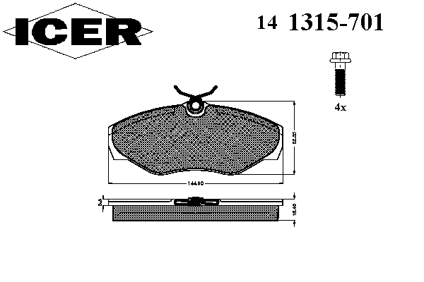 Kit de plaquettes de frein, frein à disque 141315-701