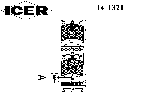 Комплект тормозных колодок, дисковый тормоз 141321