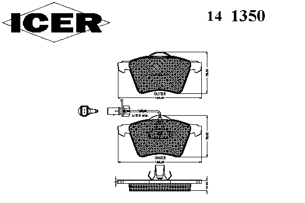 Комплект тормозных колодок, дисковый тормоз 141350