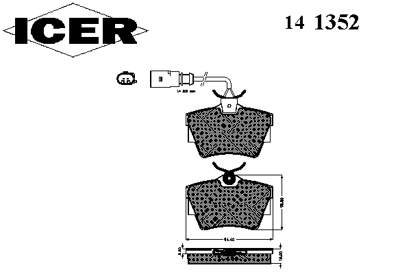 Комплект тормозных колодок, дисковый тормоз 141352