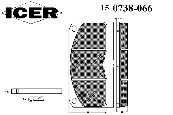 Комплект тормозных колодок, дисковый тормоз 150738-066