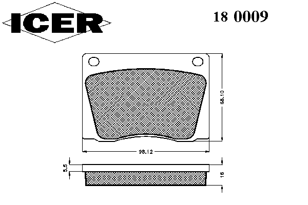 Комплект тормозных колодок, дисковый тормоз 180009