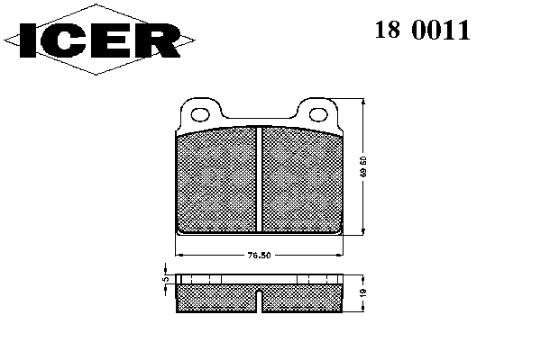 Комплект тормозных колодок, дисковый тормоз 180011