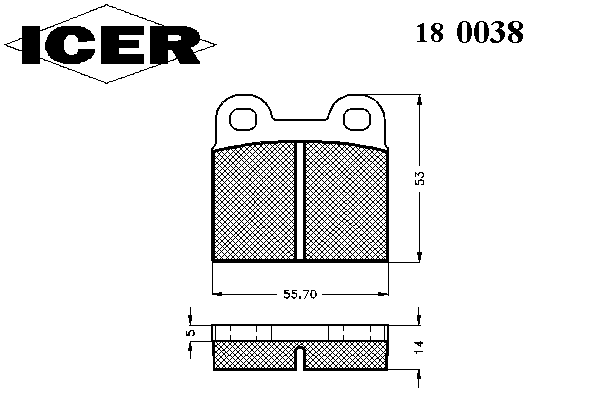 Комплект тормозных колодок, дисковый тормоз 180038