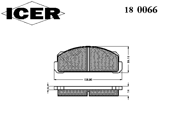 Комплект тормозных колодок, дисковый тормоз 180066