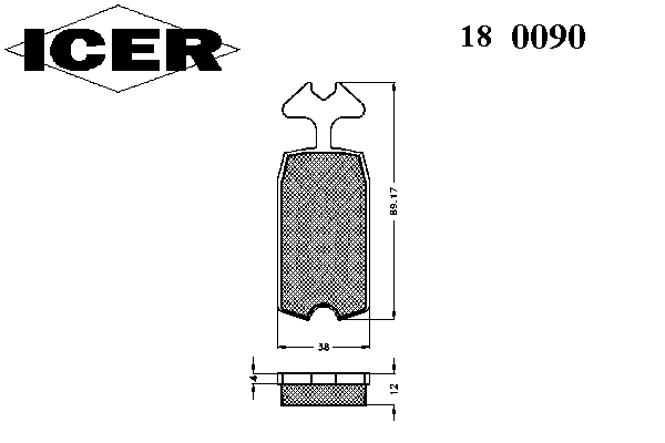 Комплект тормозных колодок, дисковый тормоз 180090